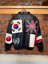 Load image into Gallery viewer, Vintage Suzie’s Leather Flag Jacket (L)