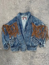 Load image into Gallery viewer, Vintage Women’s Denim Fringe Western Jacket (WS)