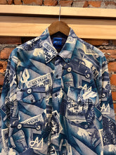 Load image into Gallery viewer, Vintage All Over Print Blue Cowboy Western Shirt (XL)