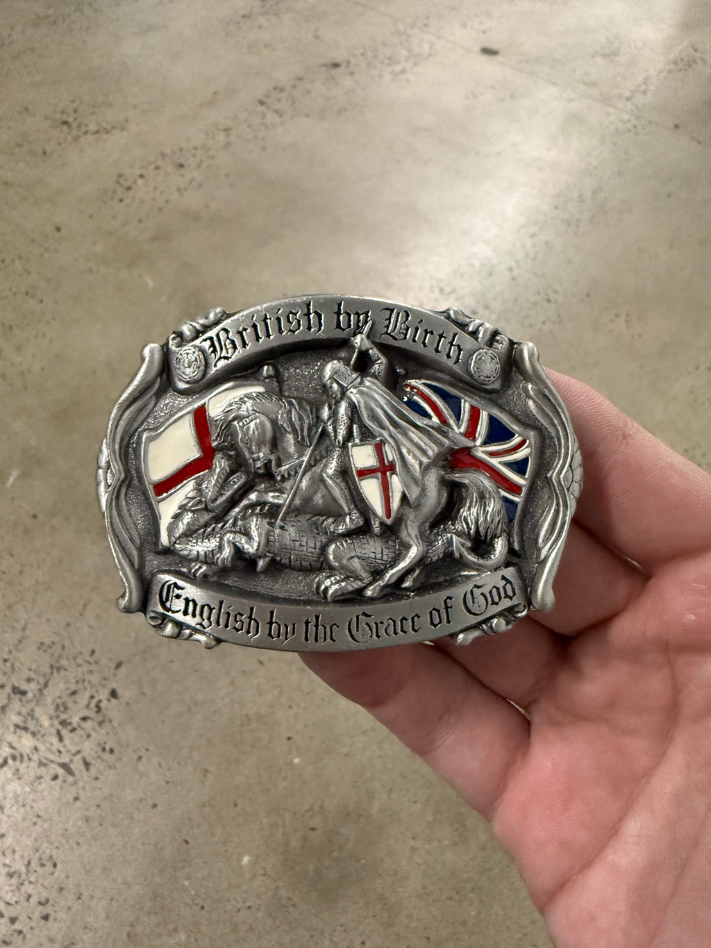 Vintage British By Birth English By The Grace of God Belt Buckle