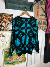 Load image into Gallery viewer, Vintage Stefano Teal Pattern Knit Sweater (M)
