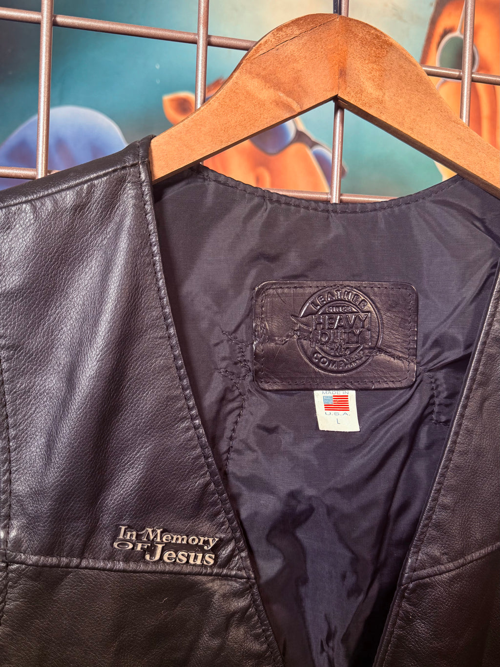 Leather & Grace Jesus Leather Vest (L)