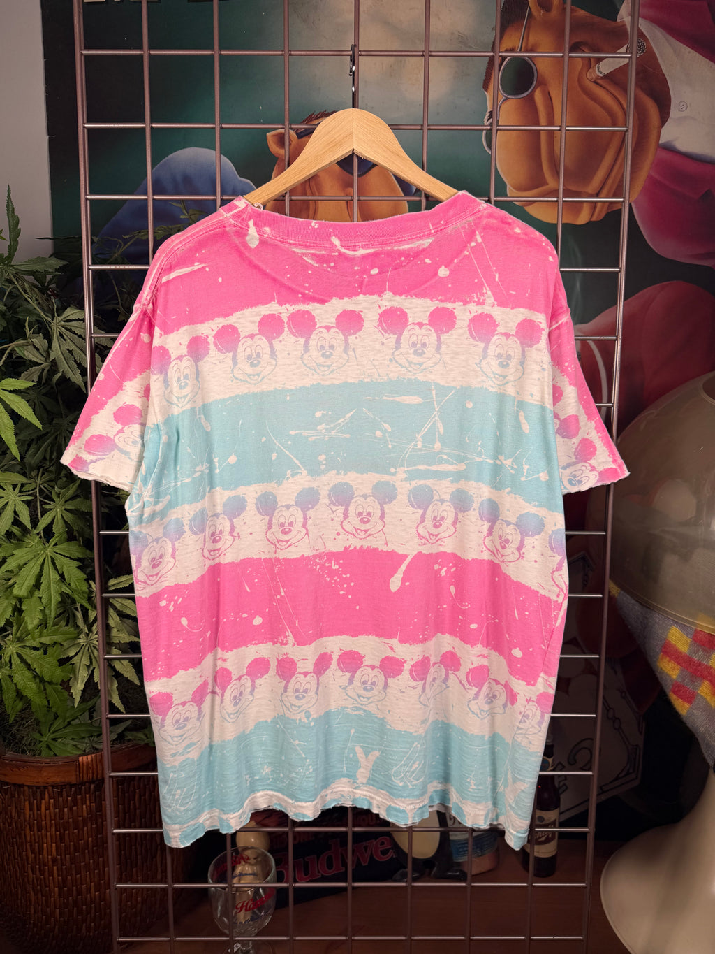 Vintage Distressed Mickey Mouse All Over Print Shirt (XL)