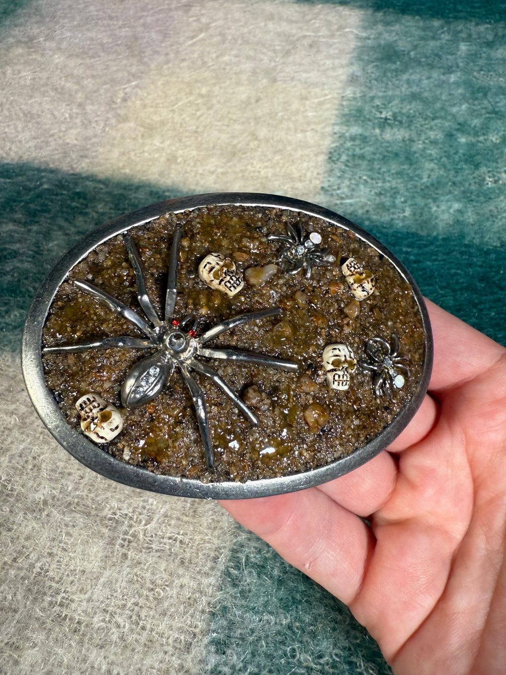 Vintage 3D Spider and Skulls Belt Buckle