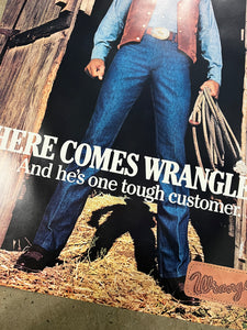 Vintage Here Comes Wrangler Advertisement Poster (21x28inch)