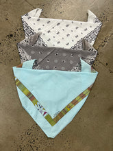 Load image into Gallery viewer, Lot of 3 Vintage Bandanas - White Grey and Blue
