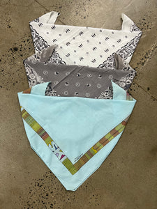 Lot of 3 Vintage Bandanas - White Grey and Blue