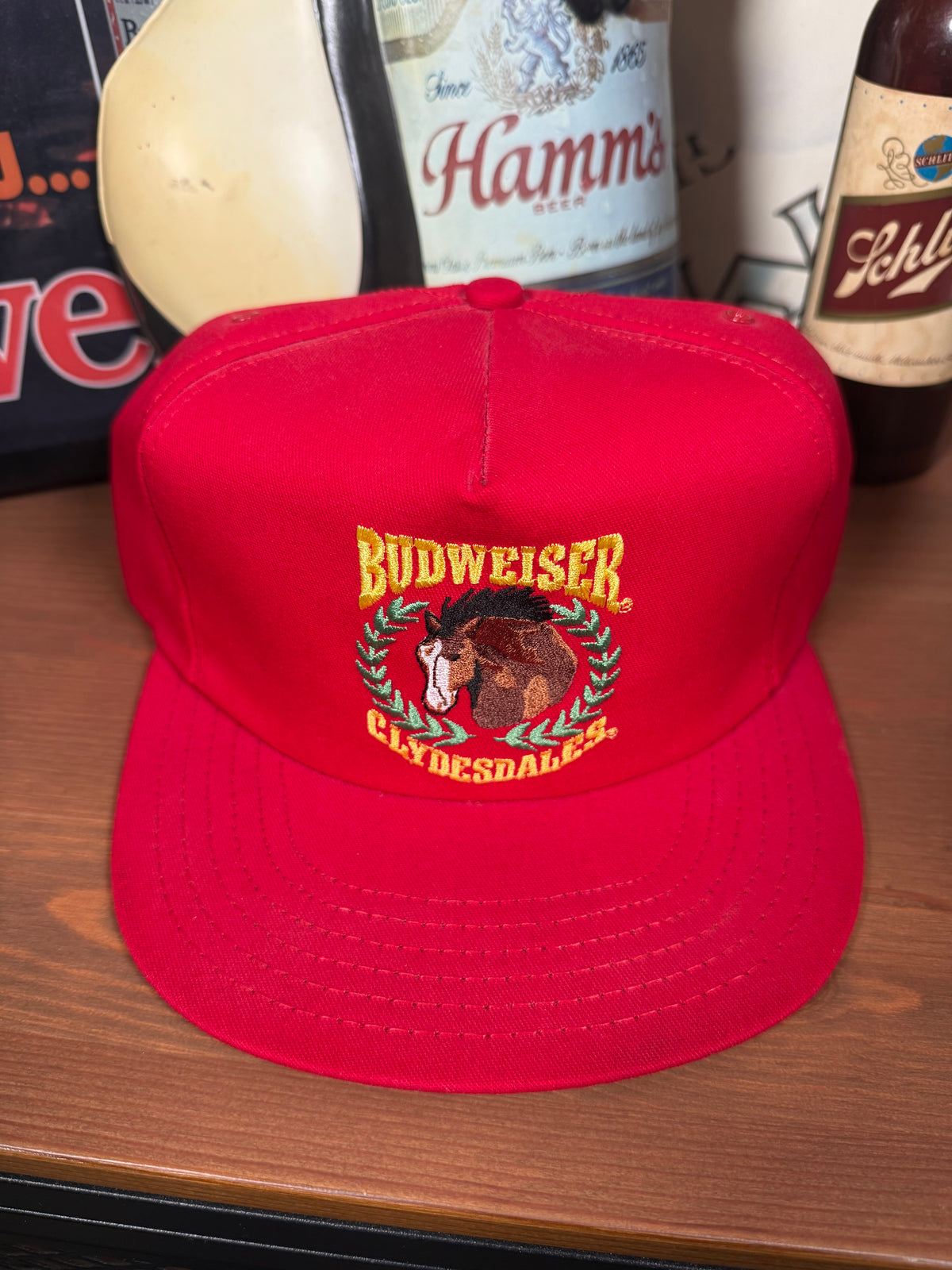 Vintage Budweiser Clydesdales Red Embroidered Snapback Hat