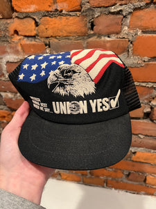 Vintage 80s Union Yes American Flag Trucker Hat