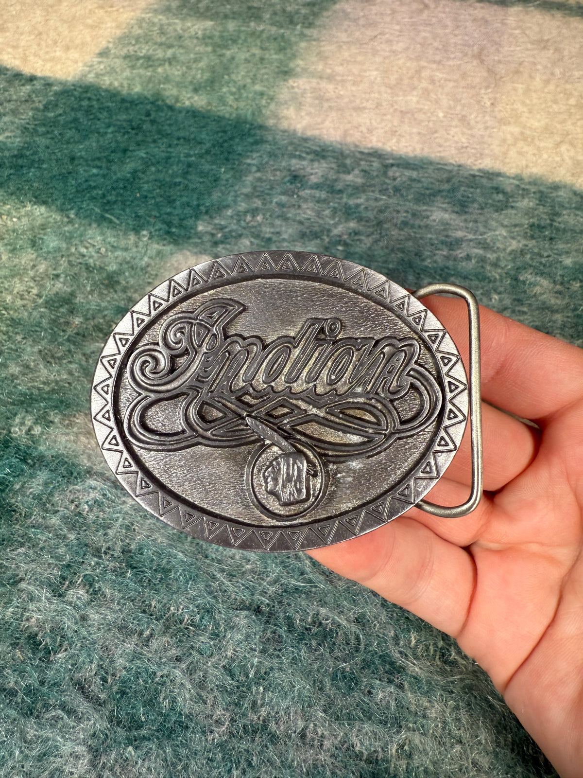 Vintage Indian Motorcycles No Color Logo Belt Buckle