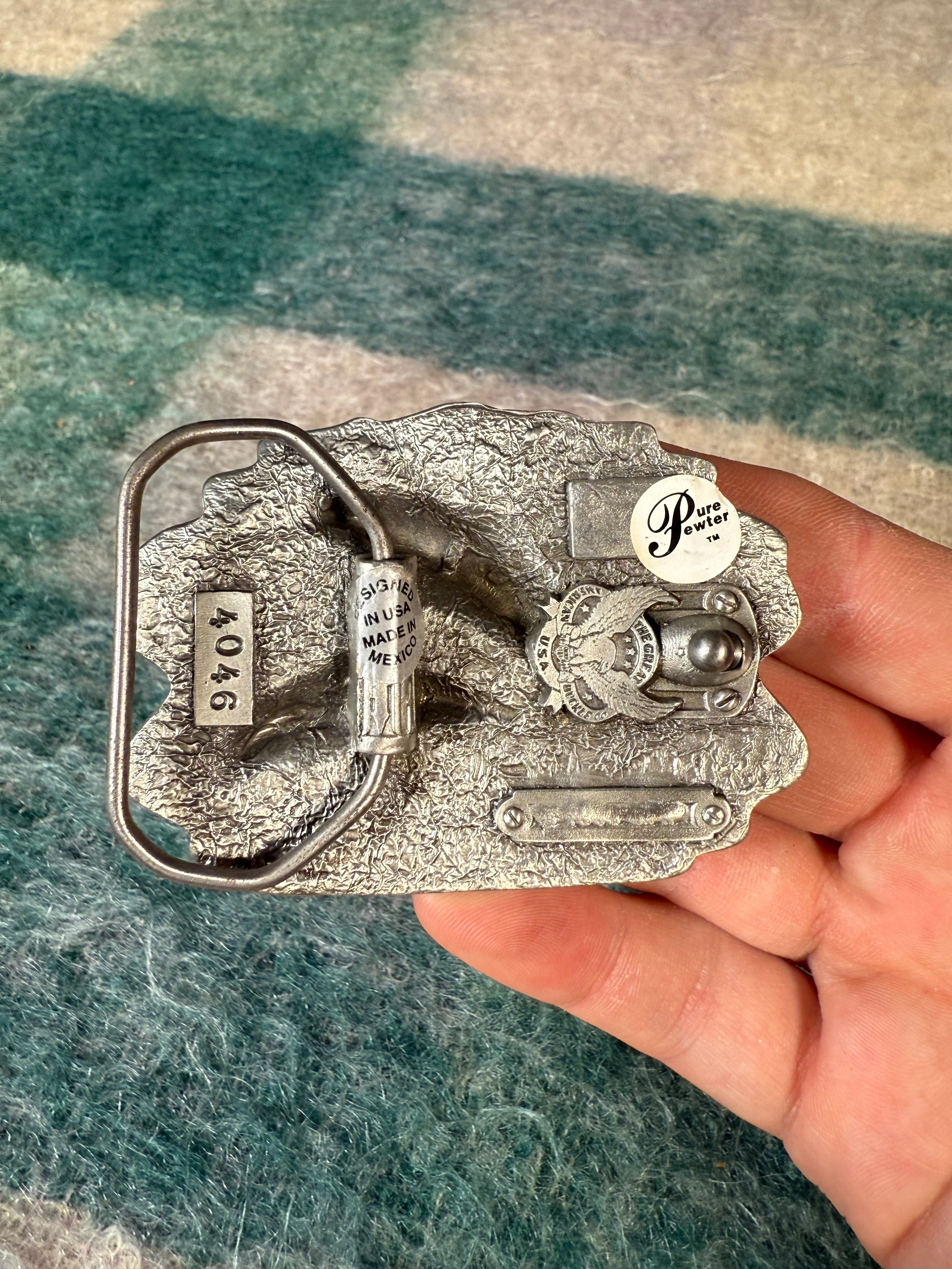 Vintage No Color Dolphins Belt Buckle