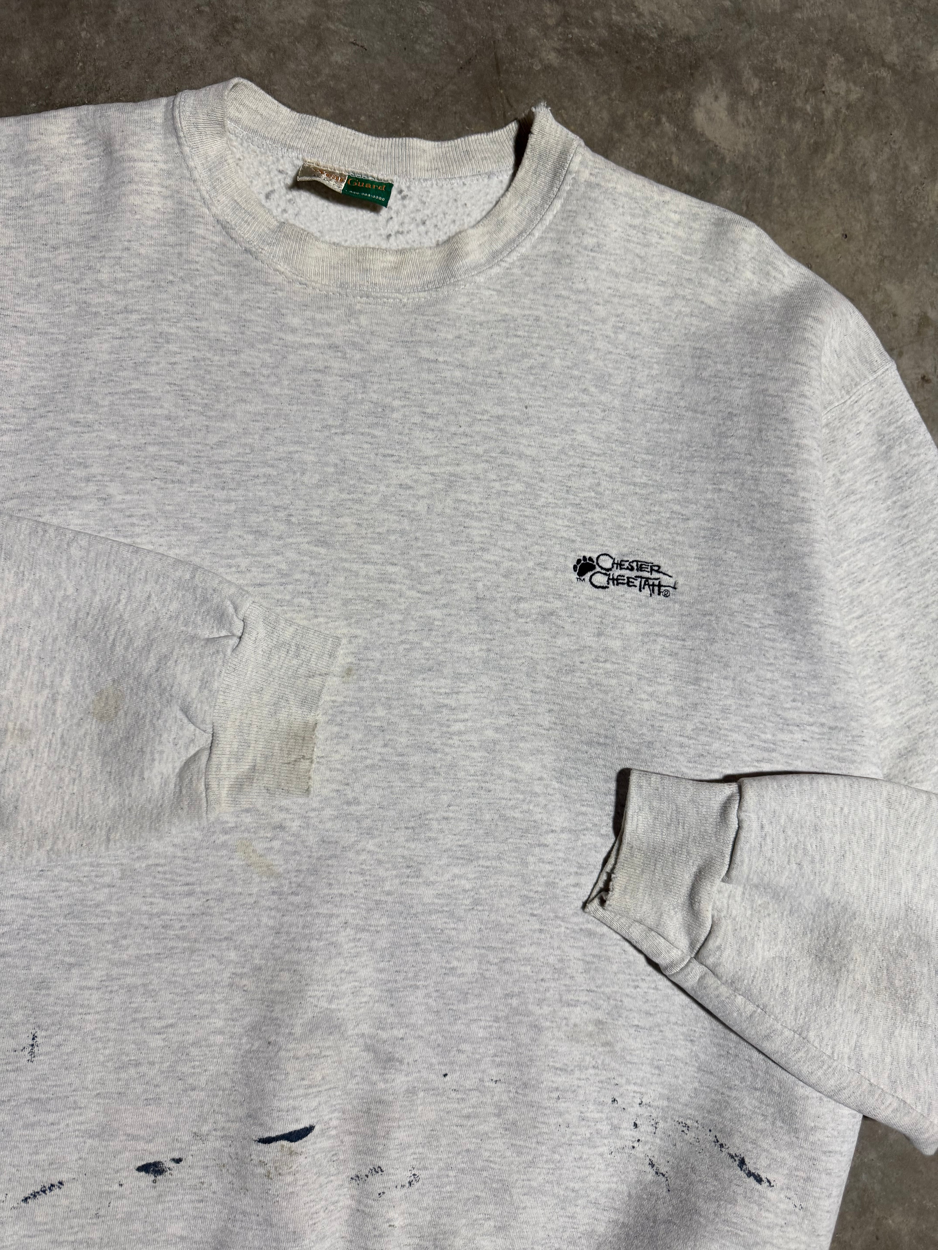 Vintage 90s Chester Cheetah Embroidered Distressed Crewneck (XL)