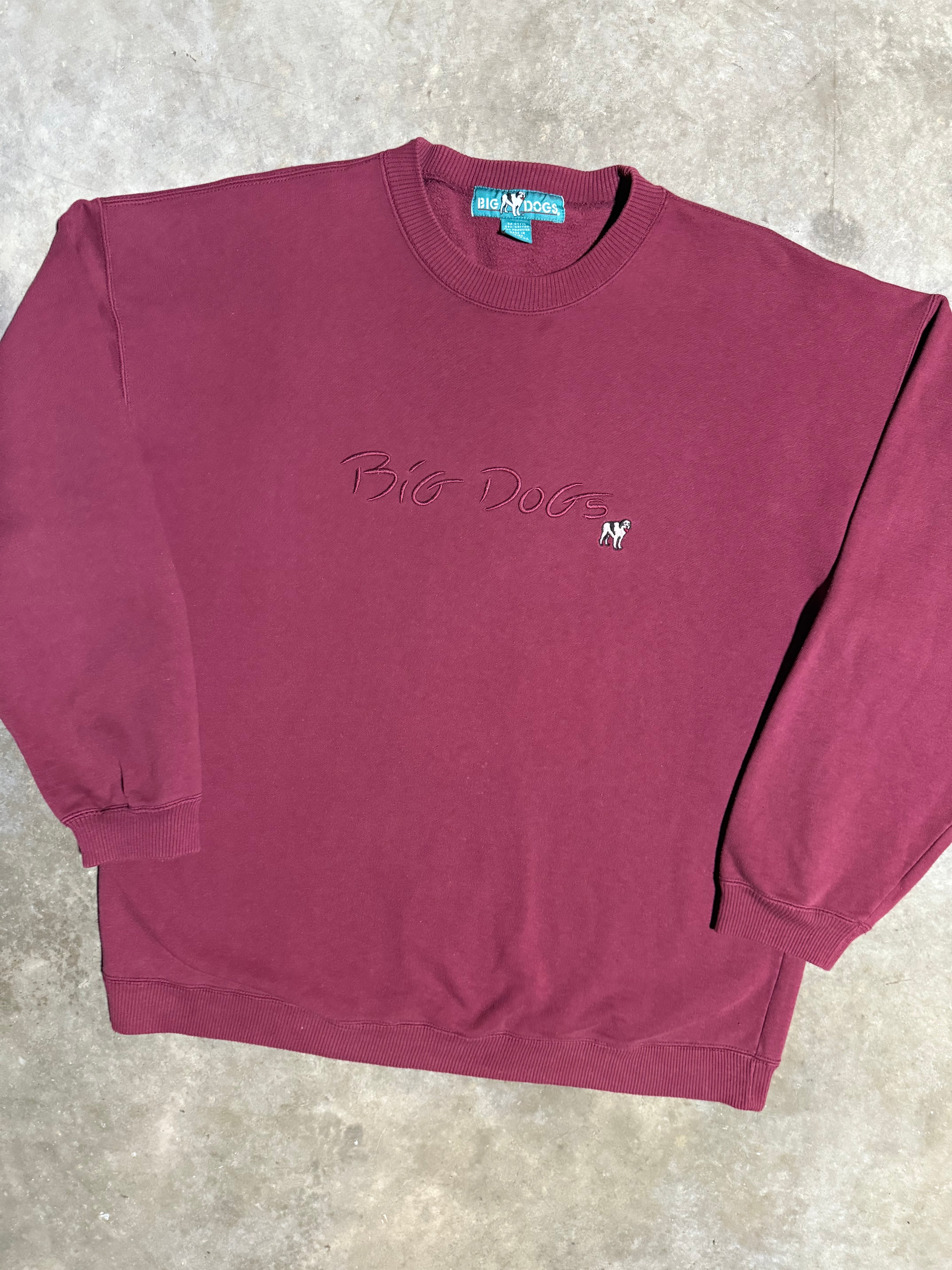 Vintage Bigs Dogs Maroon Embroidered Crewneck (XL)