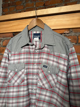 Load image into Gallery viewer, Vintage Wrangler Gray and Red Pearl Snap Shirt (XL)
