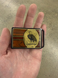 Vintage 1984 Bald Eagle Wooden Belt Buckle