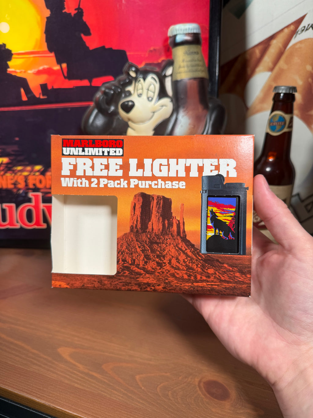 Vintage 1996 Marlboro Howling Wolf Unopened Lighter