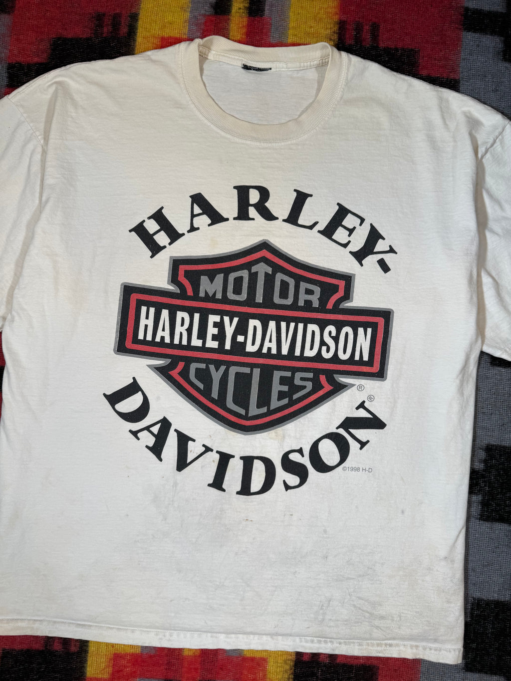 Vintage Distressed 1998 Harley Davidson Logo Tee (2XL)