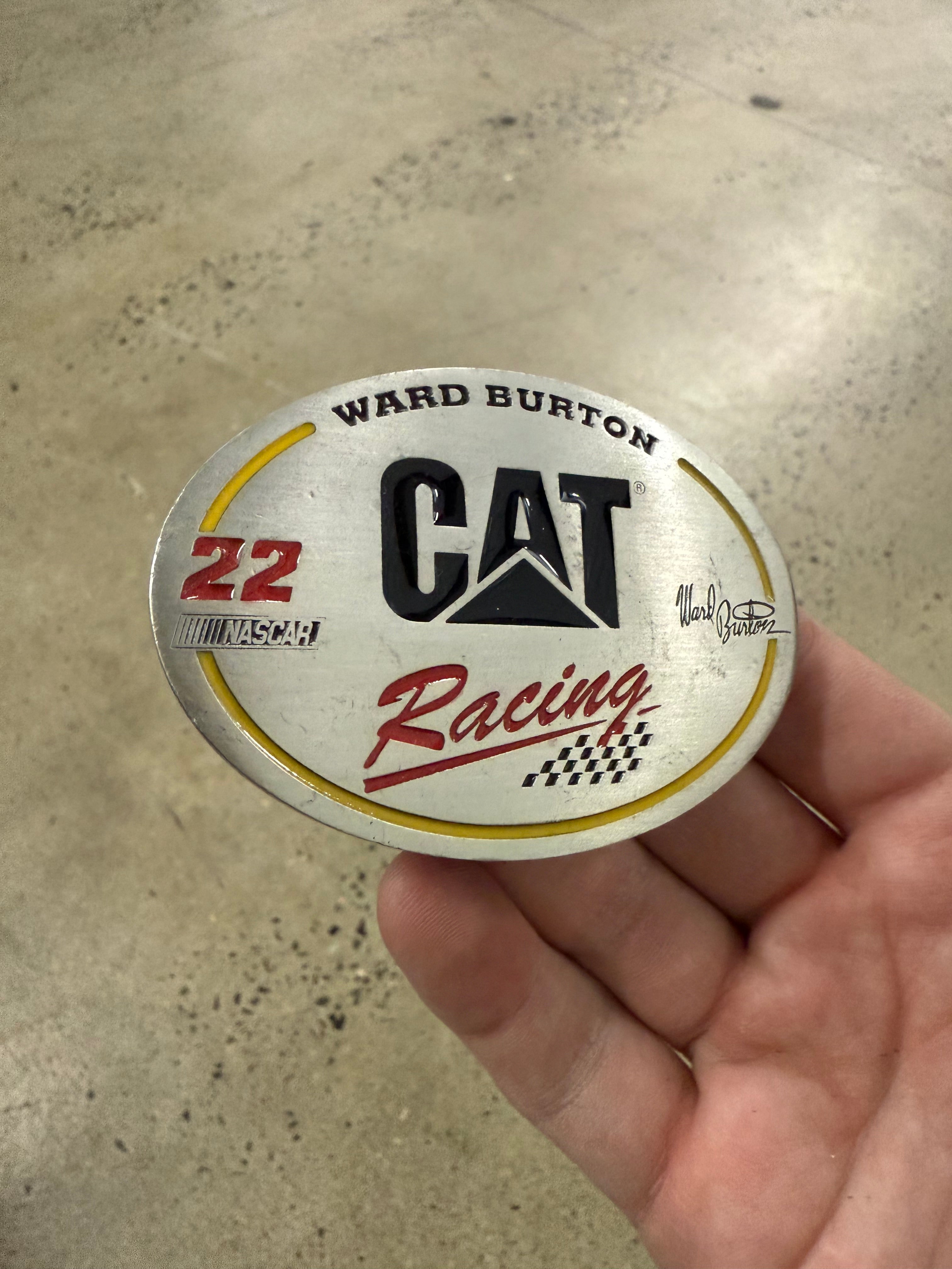 2000s Ward Burton NASCAR Cat Racing Belt Buckle