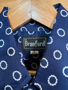 Vintage 70s Branford Blue Circle Collared Shirt (M)