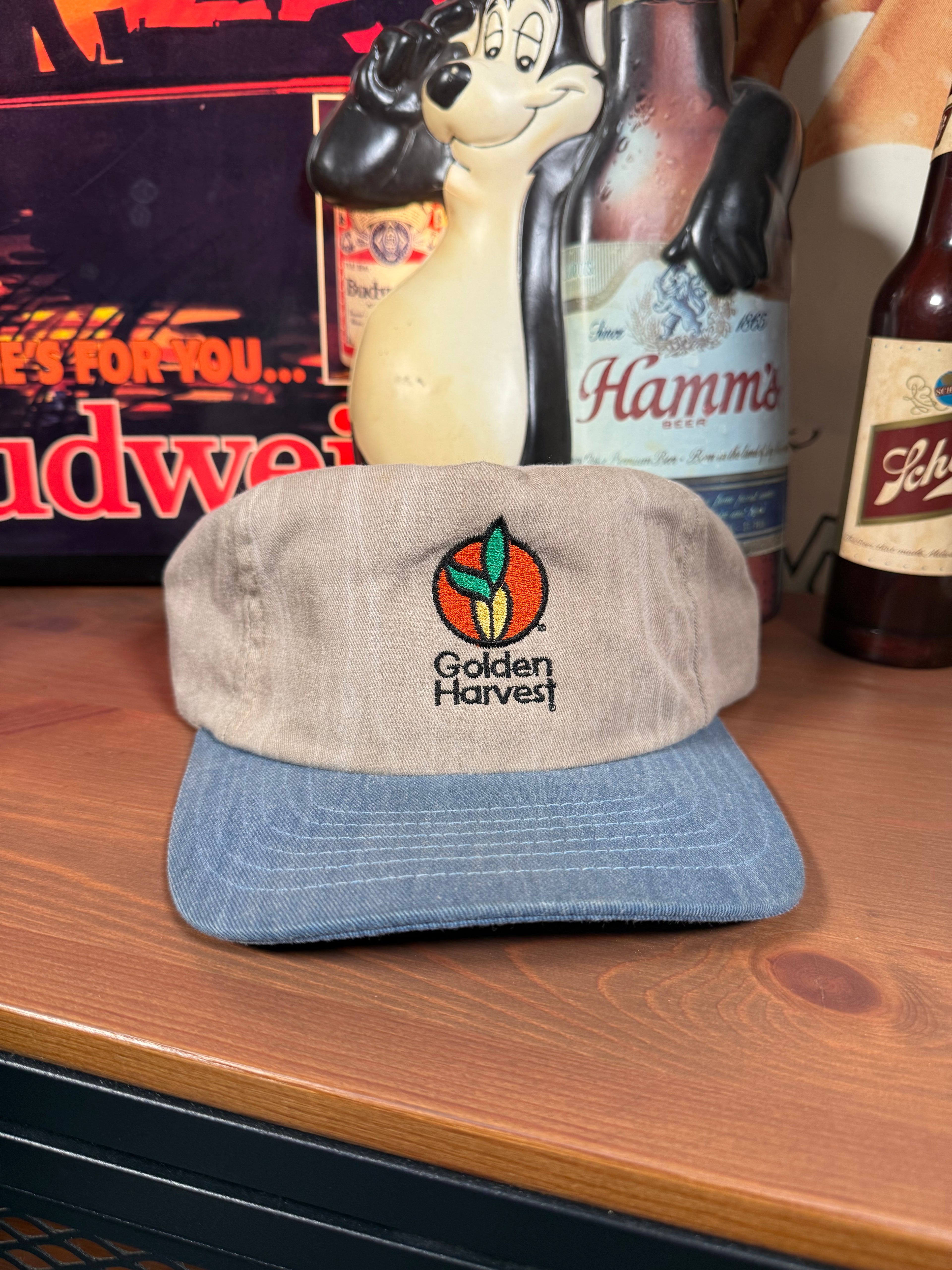 Vintage Golden Harvest Denim Two Tone K Products Snapback Hat