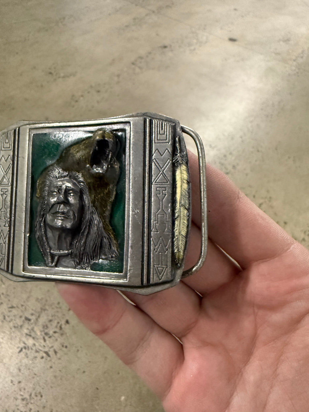 Vintage 1999 Native American Bear Belt Buckle