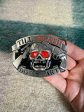 Vintage Till Death Do Us Part Skull and Guns Belt Buckle