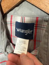 Load image into Gallery viewer, Vintage Wrangler Gray and Red Pearl Snap Shirt (XL)
