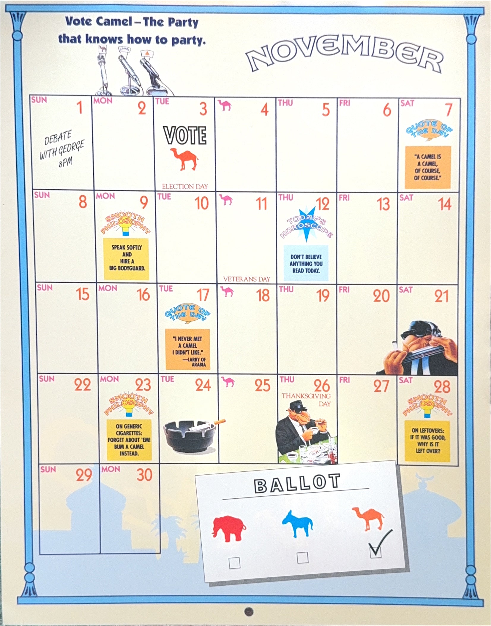 Vintage 1992 Camel Calendar