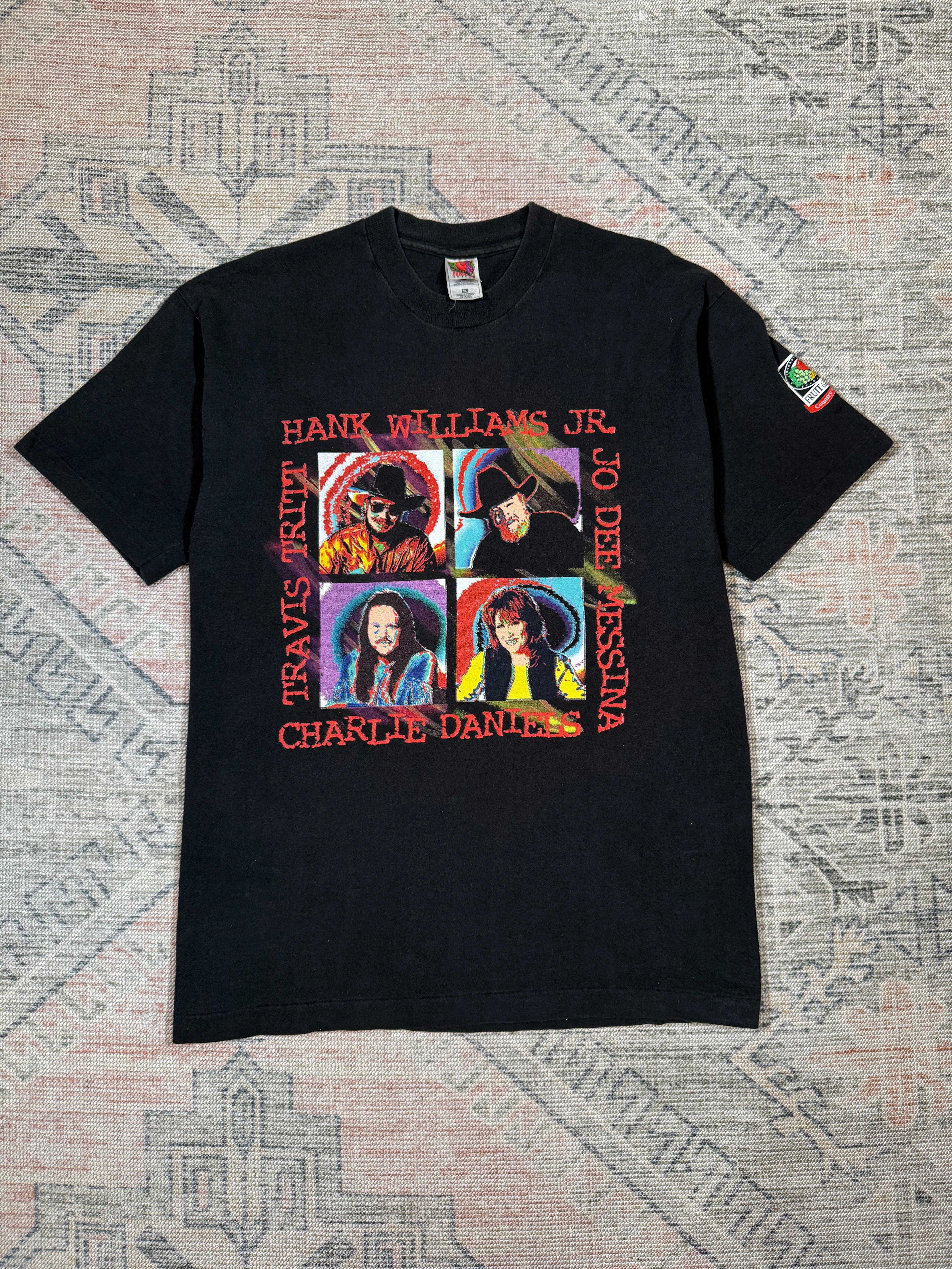 Vintage Late 90s Hank Williams Jr, Charlie Daniels, Travis Tritt, Jo Dee Messina Concert Shirt (XL)