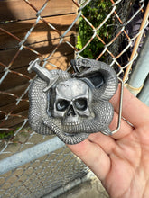 Load image into Gallery viewer, Vintage Snake in Skull Belt Buckle
