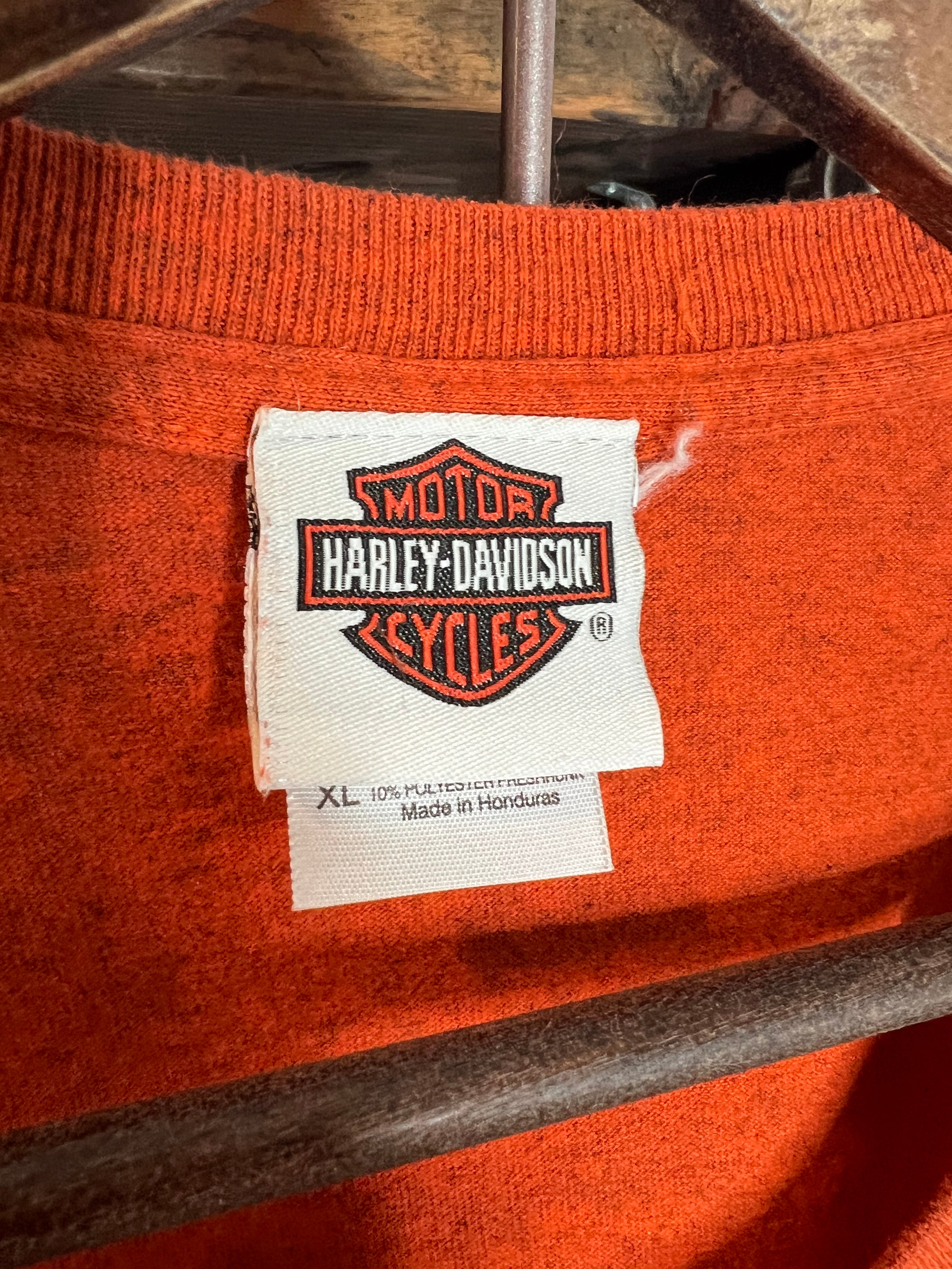 2000s Orange Harley Davidson Double Sided Shirt (XL)