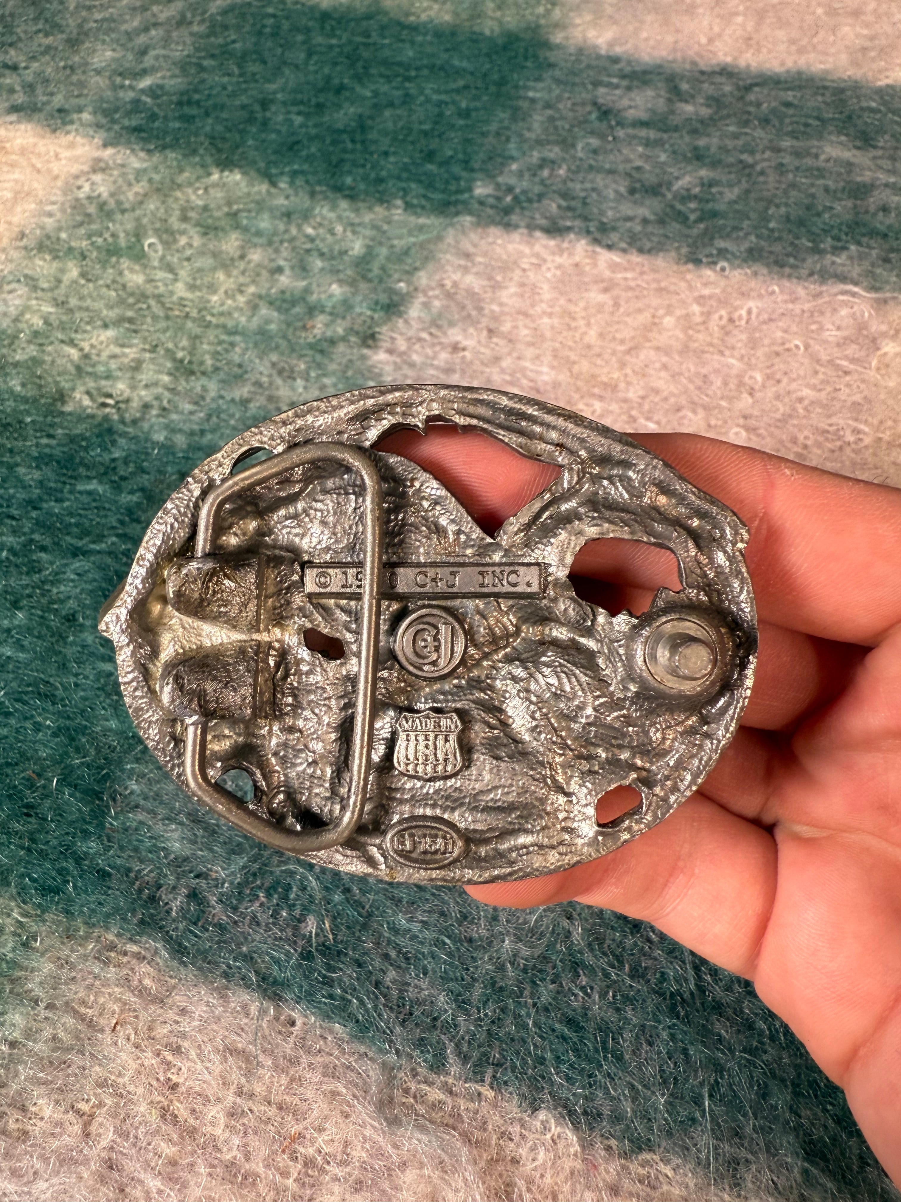 Vintage Multicolor Soaring Eagle Belt Buckle