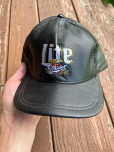 Vintage Leather Miller Lite SnapBack Hat