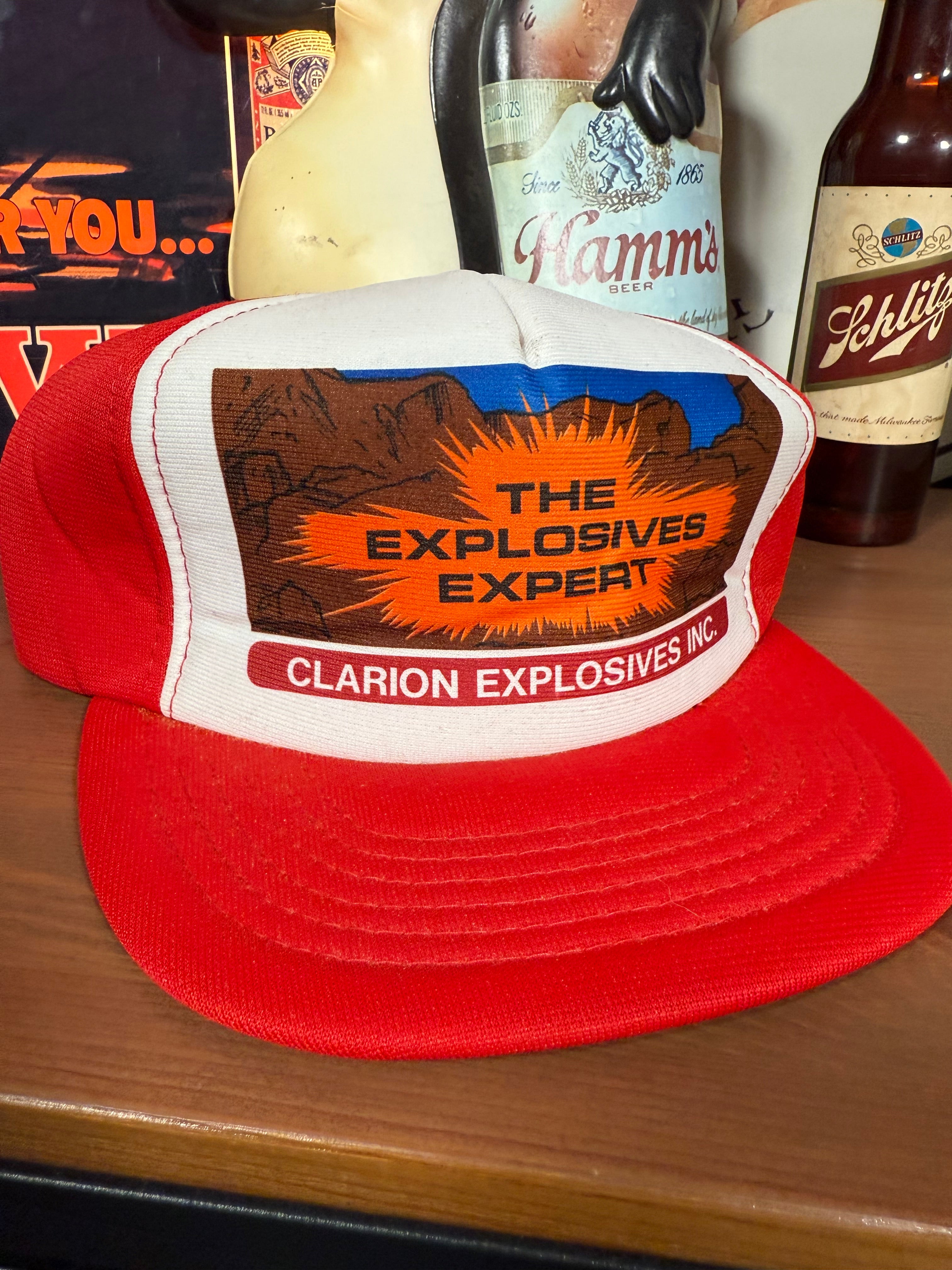 Vintage Explosives Expert Red Trucker Hat