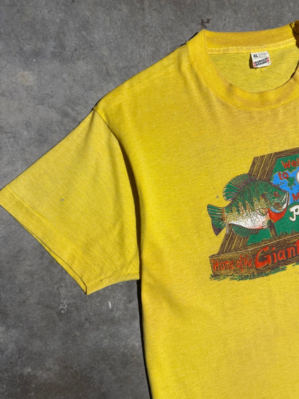 Vintage 1989 Giant Blue Gill Pelican Lake Double Sided Tee (L)