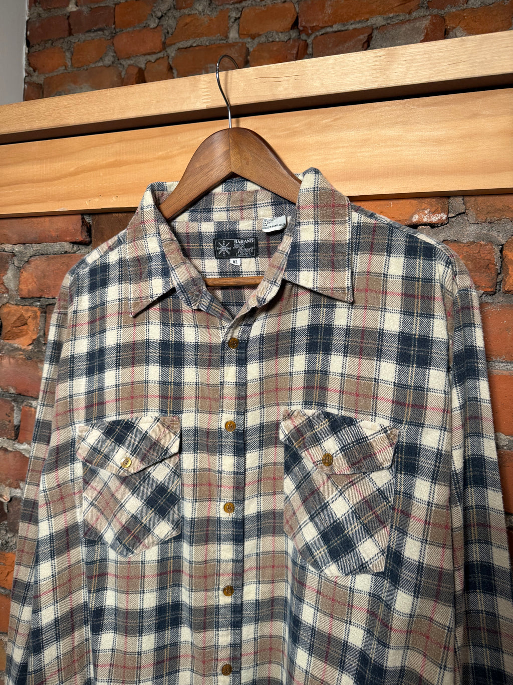 Vintage 80s Jack Frost Green and Tan Flannel (XL)