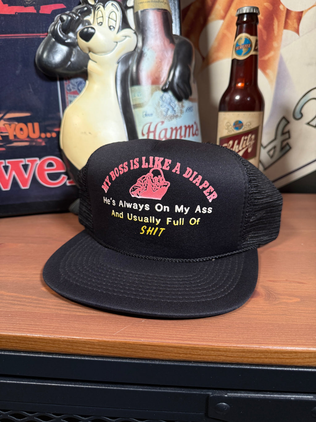 Vintage “My Boss is like a Diaper.. Full of Shit” Trucker Hat