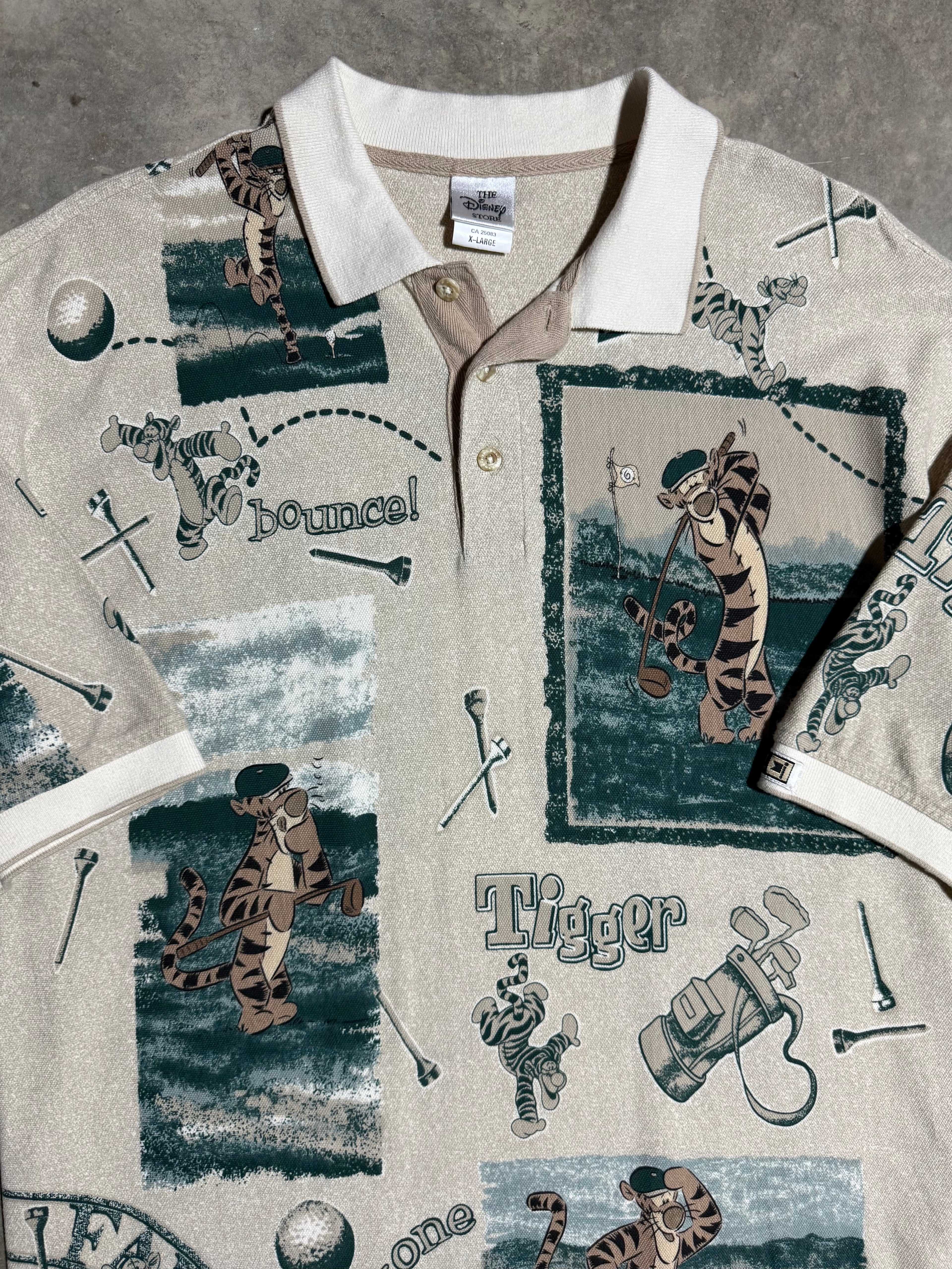 Vintage Tigger Golf All Over Print Polo Shirt (XL)