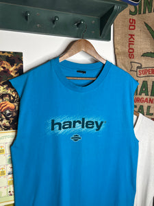 Vintage Harley Chicago Blue Cutoff Shirt (XL)