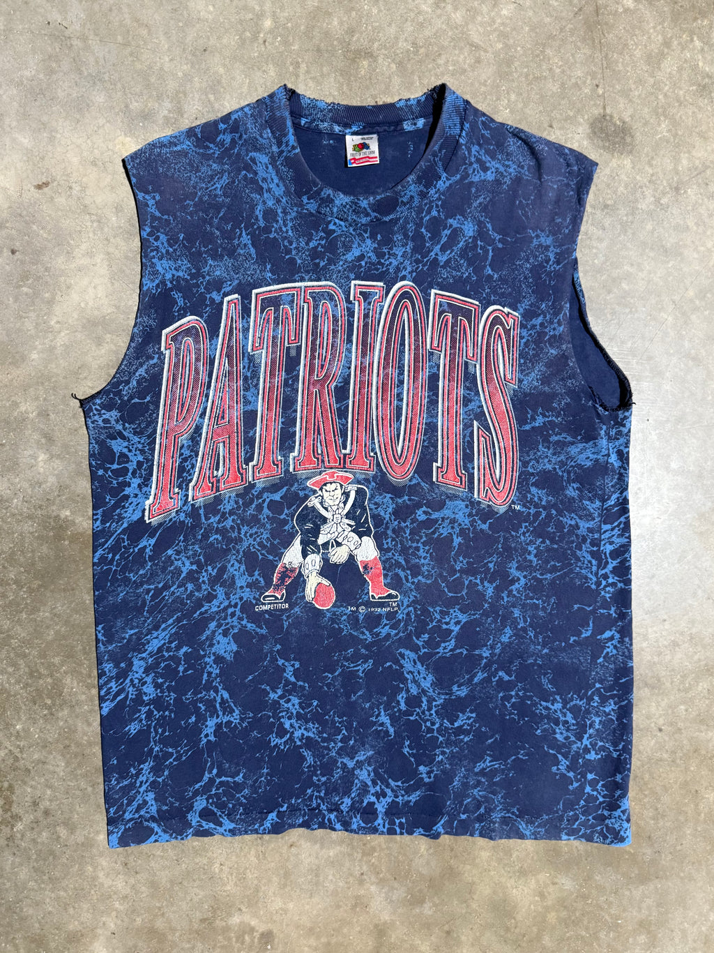 Vintage 1992 Patriots Cutoff Dyed T-Shirt (L)