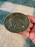 Vintage 80s Wayne Dog Food Belt Buckle