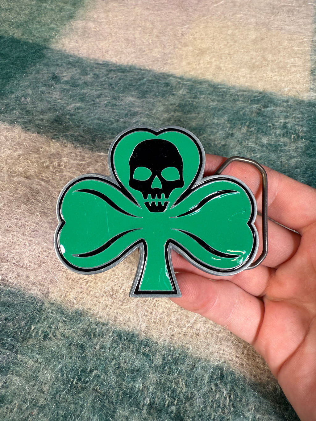 Vintage 2000s Skull Clover Belt Buckle
