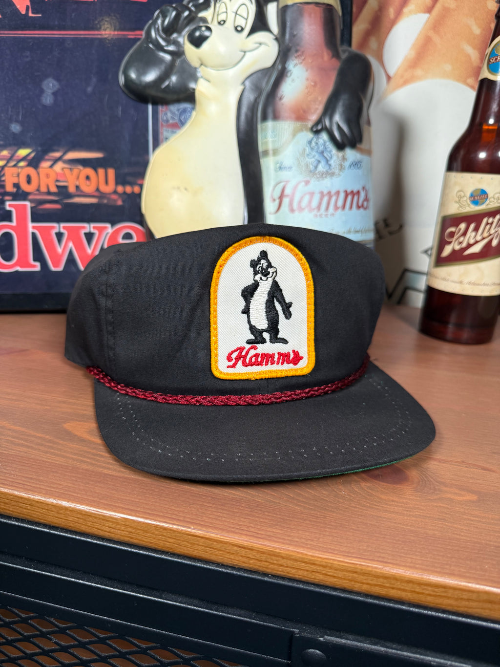Vintage Hamms Patch Leather Strap Hat