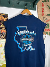 Load image into Gallery viewer, Vintage Illinois Harley Davidson Blue Cutoff Shirt (XL)
