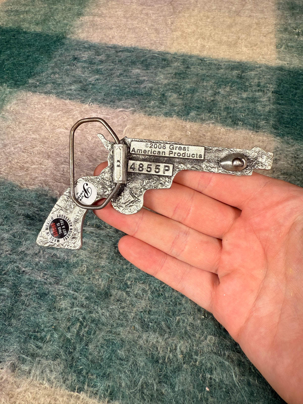 Vintage No Color Revolver Belt Buckle