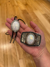 Load image into Gallery viewer, Vintage White Crystal Belt Buckle + Bolo Tie Combo
