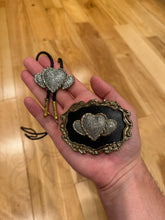 Load image into Gallery viewer, Vintage Triple Heart Belt Buckle + Bolo Tie Combo

