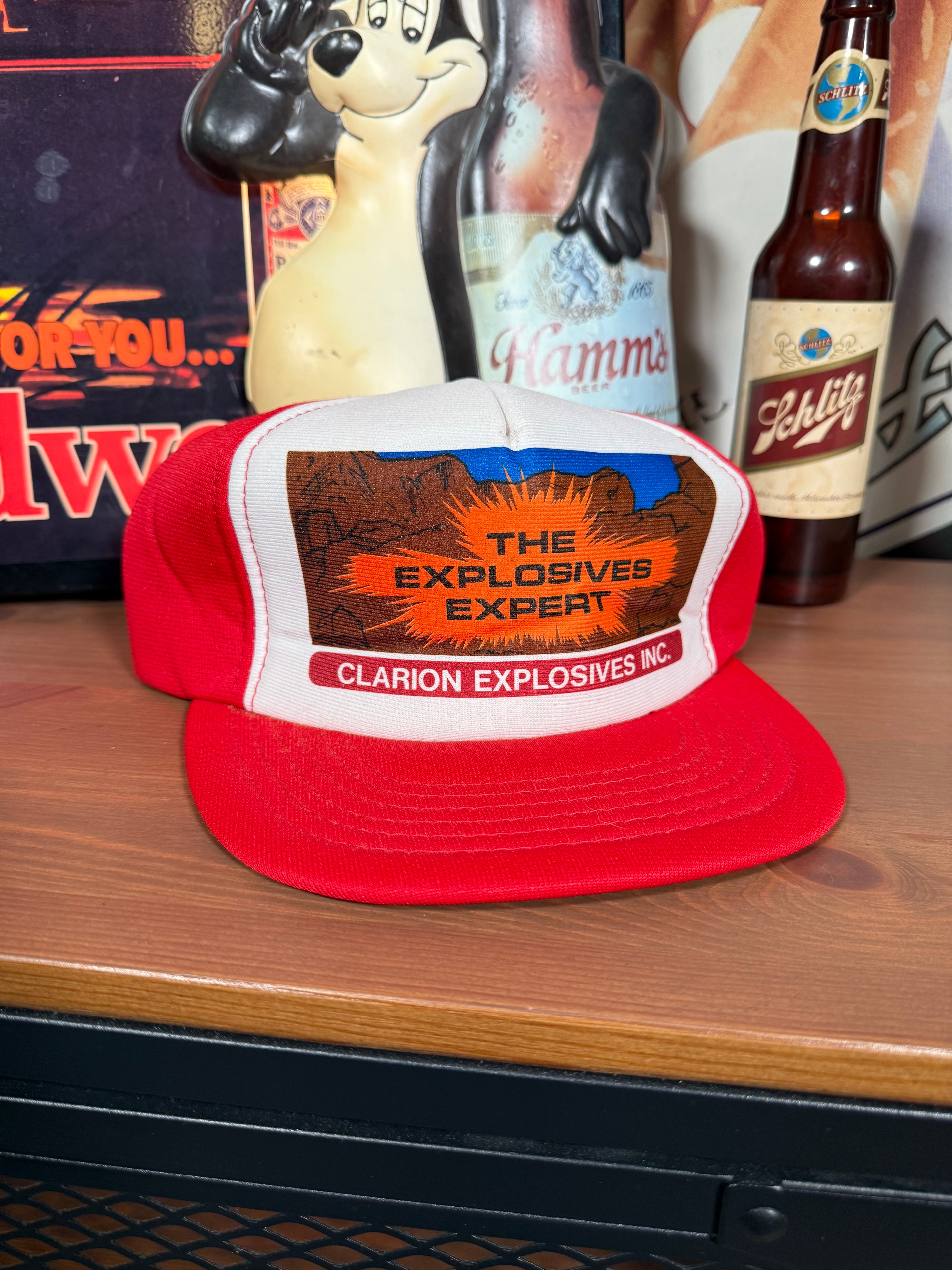 Vintage Explosives Expert Red Trucker Hat