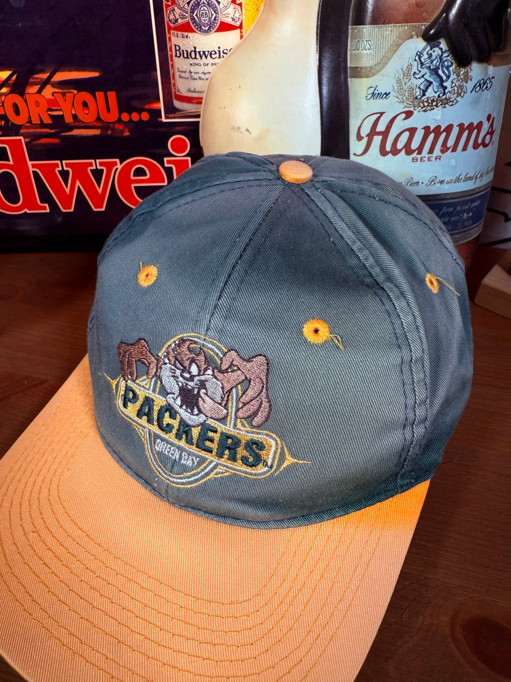 Vintage 90s Packers Taz Faded Snapback Hat