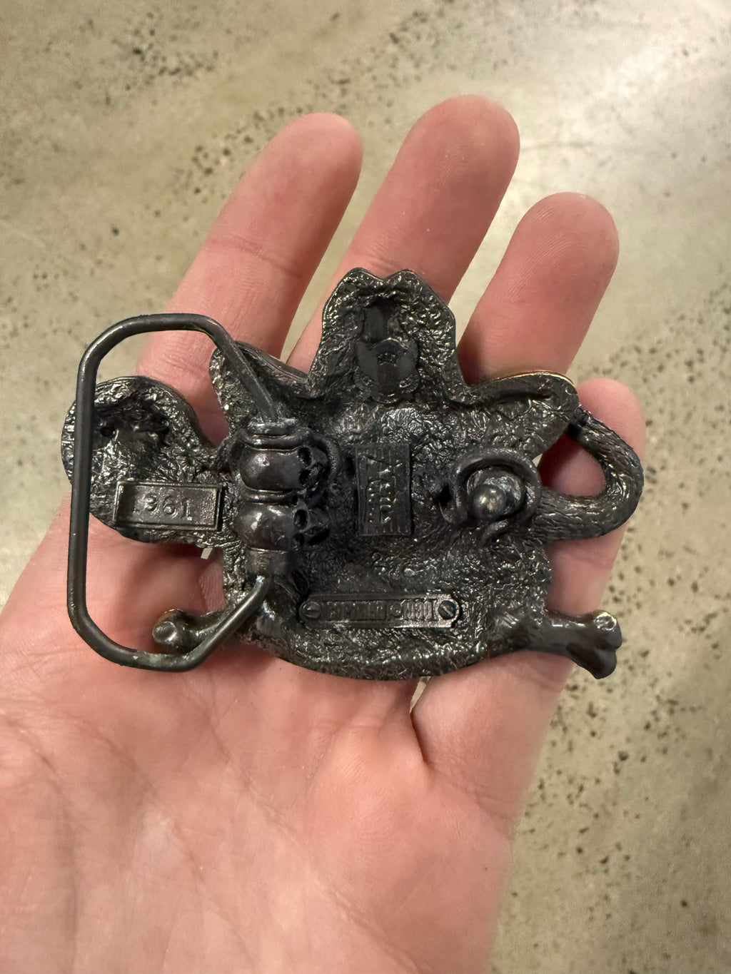 Vintage Snake Biting Skull Belt Buckle